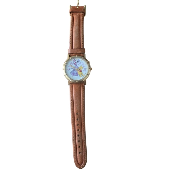Vintage Timex Winnie the Pooh Watch Rare DCasualisney Leather Strap Collectible